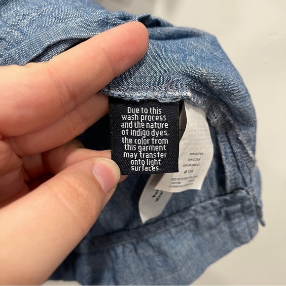 J. Crew Chambray Cotton Tie Sleeve Off The Shoulder Top - Picture 6 of 8